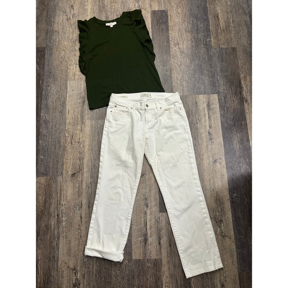 LOFT Tops - Loft Womens Olive Green Ruffle Sleeve Tank Top Crew Neck Size XS